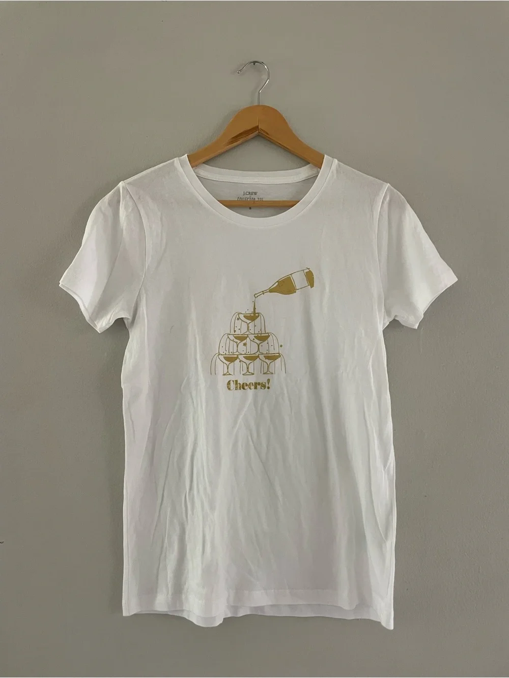 J. Crew White & Cream Short Sleeve Tee Bundle with Gold Champagne Graphics